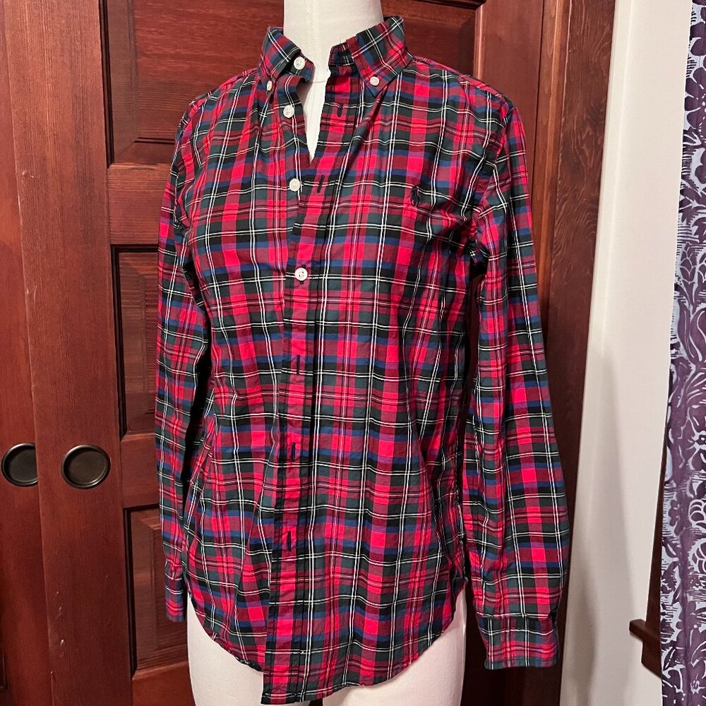 Ralph Lauren‎ red plaid long sleeve button down shirt size L Boys